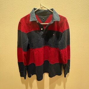 Tommy Hilfiger Red and Black Striped Casual Shirt